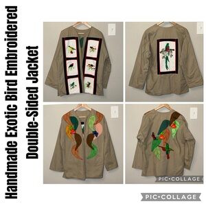 Handmade Exotic Bird Embroidered Double-Sided Jacket